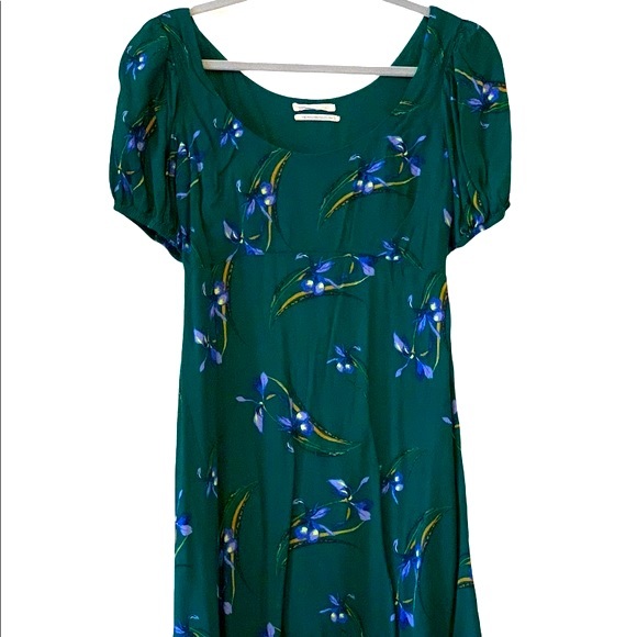 ❌SOLD❌⬇️UO green floral puff sleeve mini dress - Picture 2 of 5